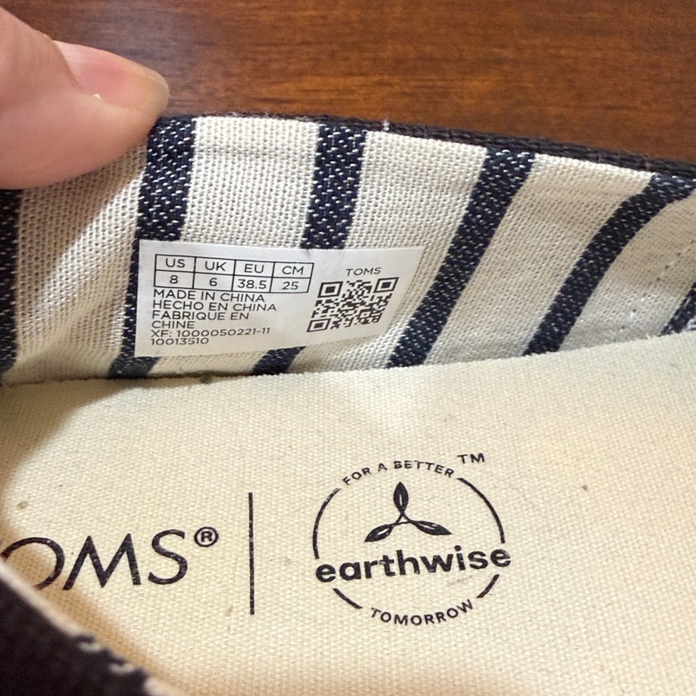 TOMS ALPARGATA CUPSOLE SLIP ON BLACK CANVAS SNEAKERS WOMEN’S SIZE 8 GUC SHOES - Picture 8 of 10
